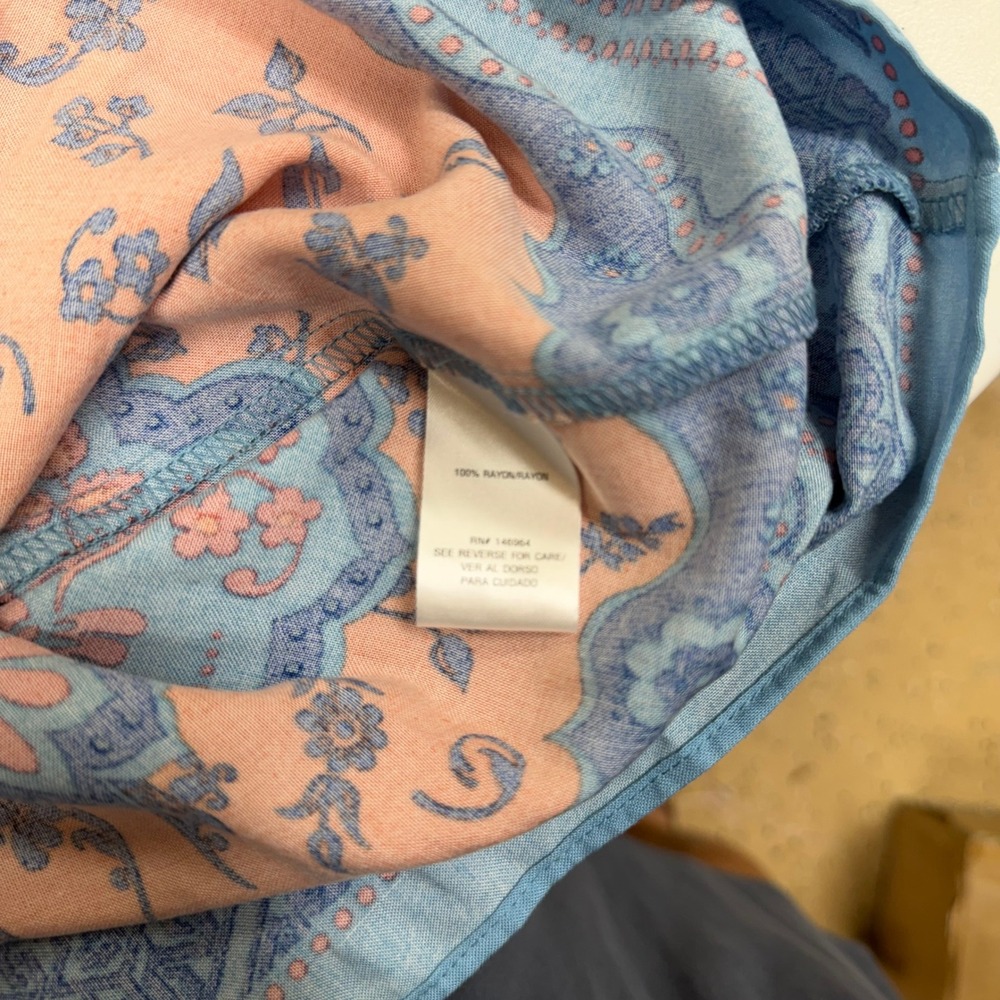 Signature by Robbie Bee Blue Orange Paisley Floral Kimono Sleeve Mini Dress XL - Picture 6 of 13